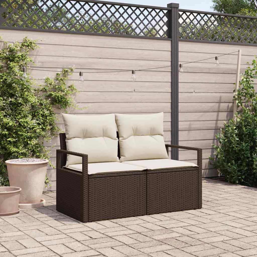 Gartensofa mit Kissen Braun 120 x 62 x 69cm Poly-Rattan